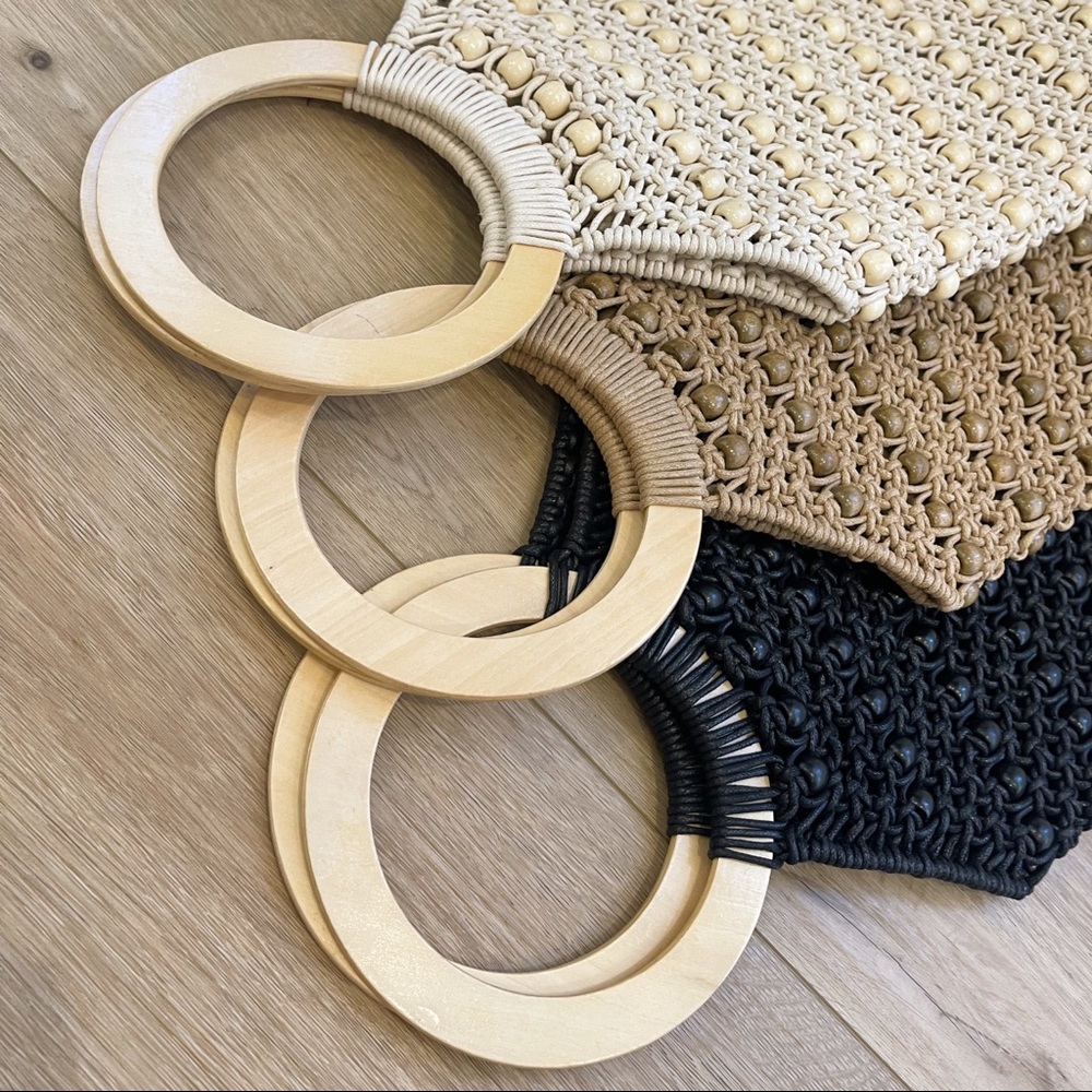 LAST2 • Cabo Ready Beaded Wooden Tote Handbag - Picture 10 of 14